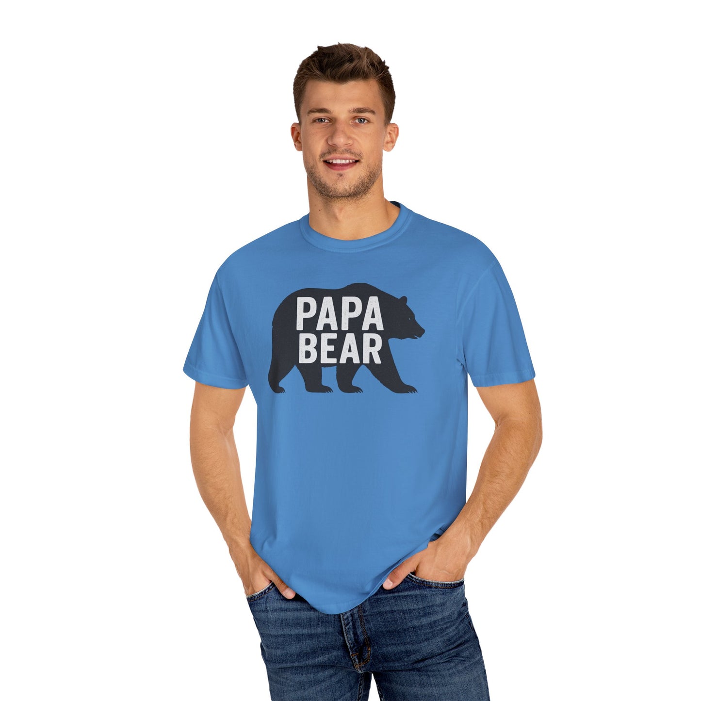 Papa Bear Unisex Garment-Dyed T-Shirt, Gift for Dad, Father's Day, Family Reunion, Outdoorsy Apparel, Cute Bear Tee