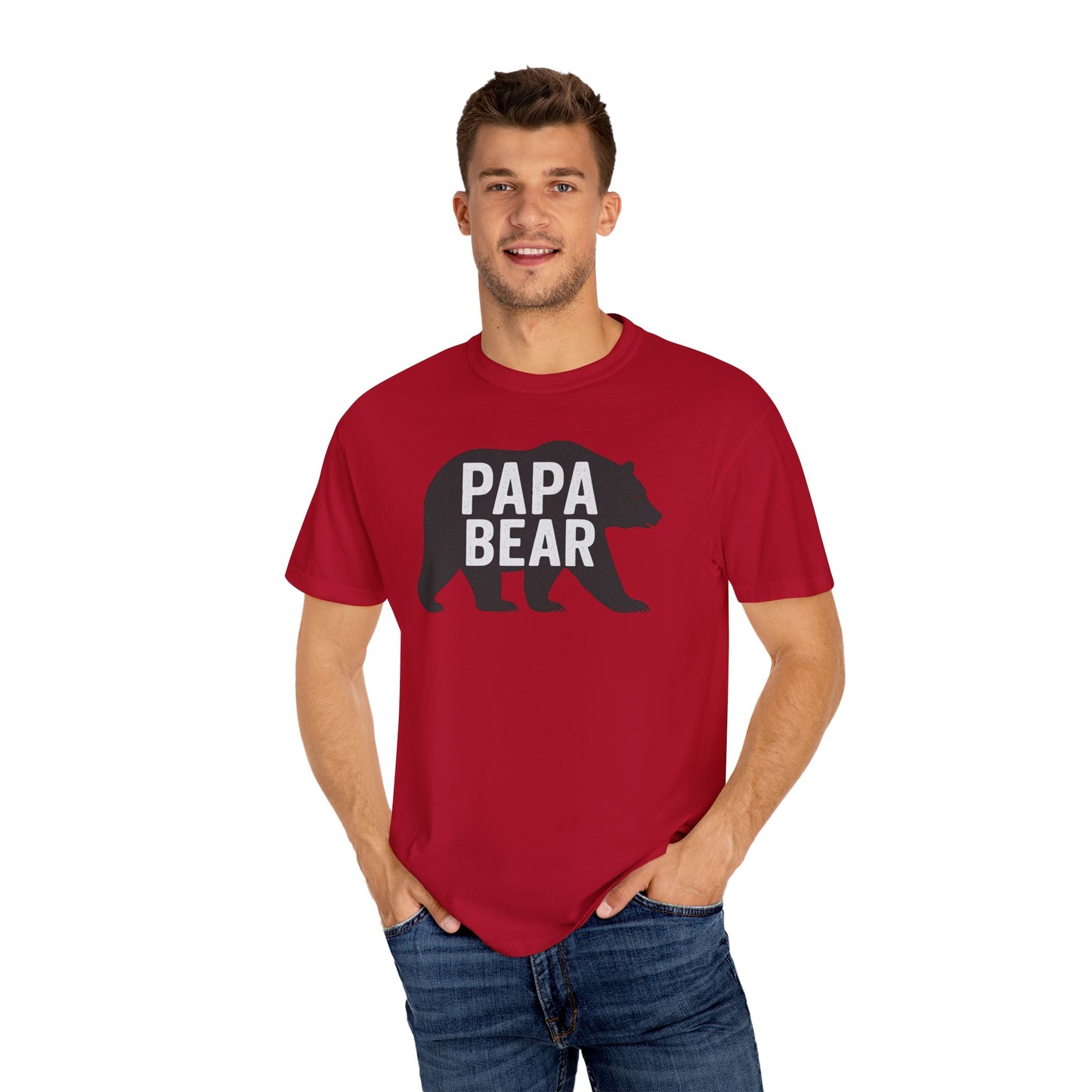 Papa Bear Unisex Garment-Dyed T-Shirt, Gift for Dad, Father's Day, Family Reunion, Outdoorsy Apparel, Cute Bear Tee