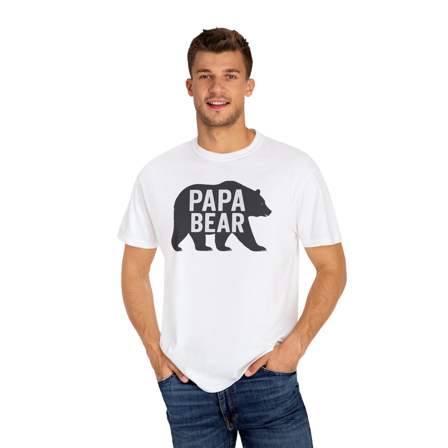 Papa Bear Unisex Garment-Dyed T-Shirt, Gift for Dad, Father's Day, Family Reunion, Outdoorsy Apparel, Cute Bear Tee