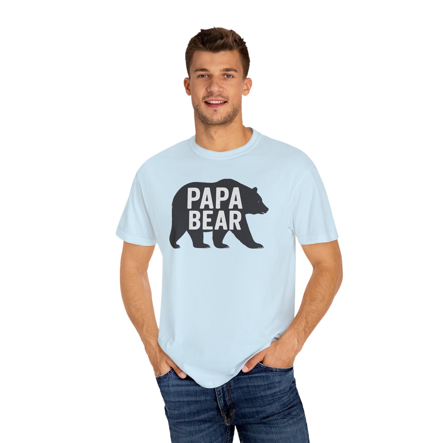 Papa Bear Unisex Garment-Dyed T-Shirt, Gift for Dad, Father's Day, Family Reunion, Outdoorsy Apparel, Cute Bear Tee