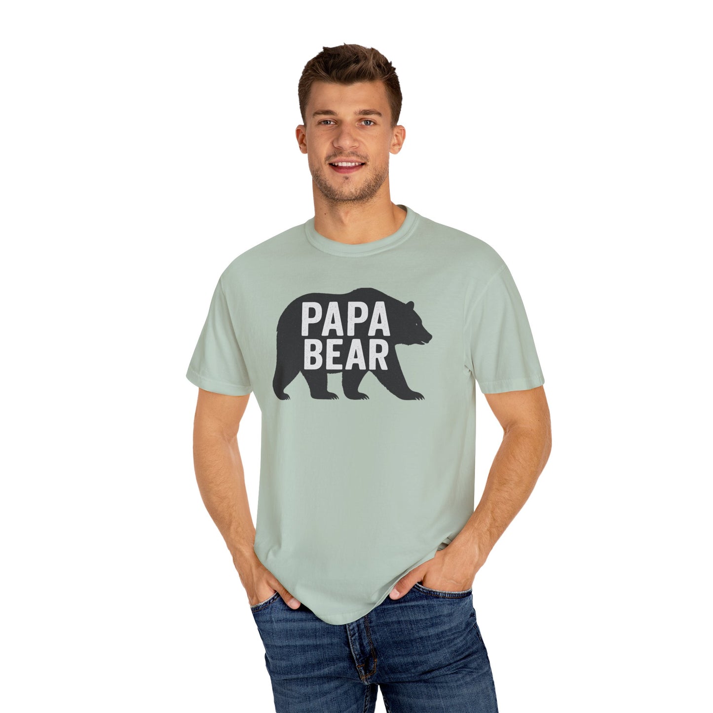 Papa Bear Unisex Garment-Dyed T-Shirt, Gift for Dad, Father's Day, Family Reunion, Outdoorsy Apparel, Cute Bear Tee