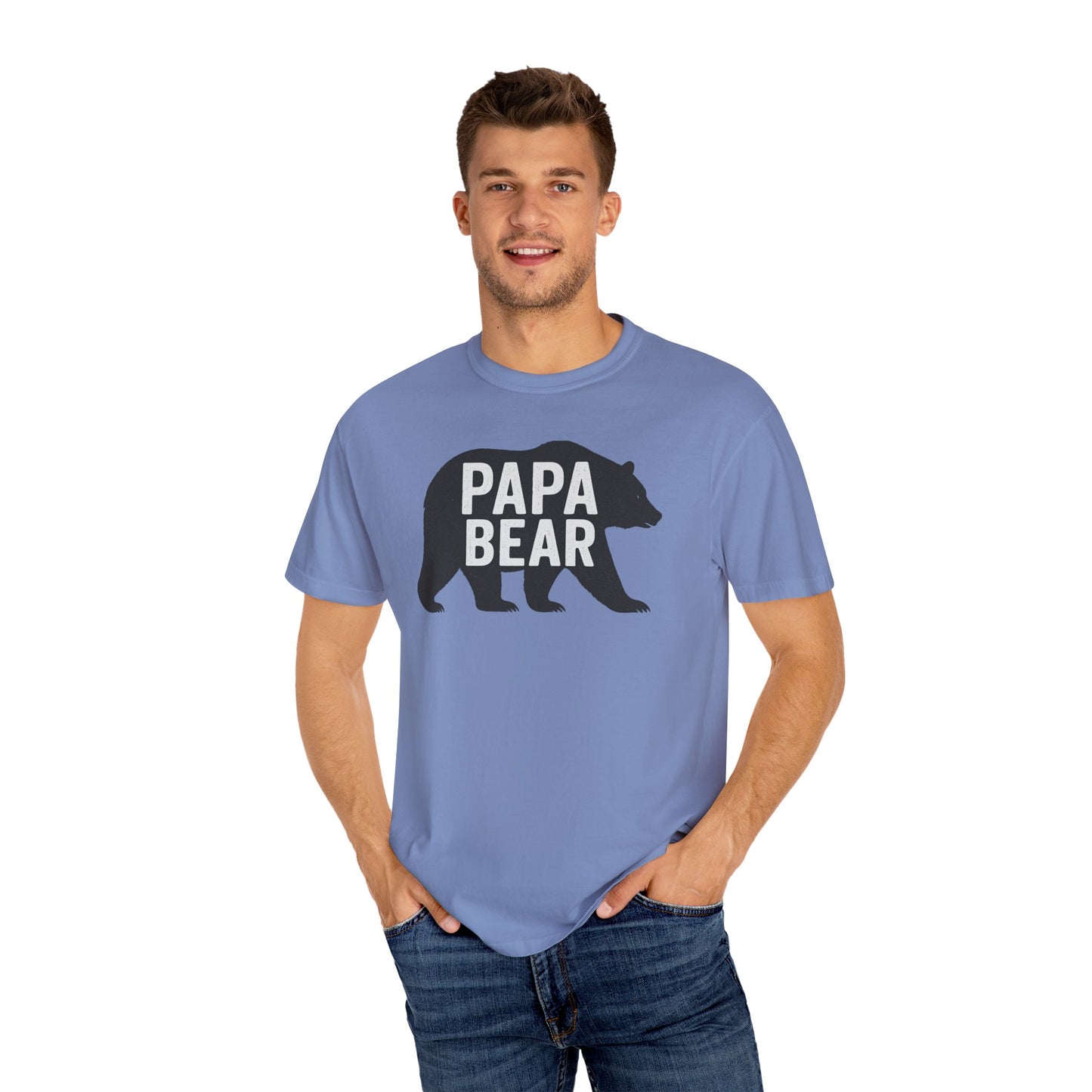 Papa Bear Unisex Garment-Dyed T-Shirt, Gift for Dad, Father's Day, Family Reunion, Outdoorsy Apparel, Cute Bear Tee