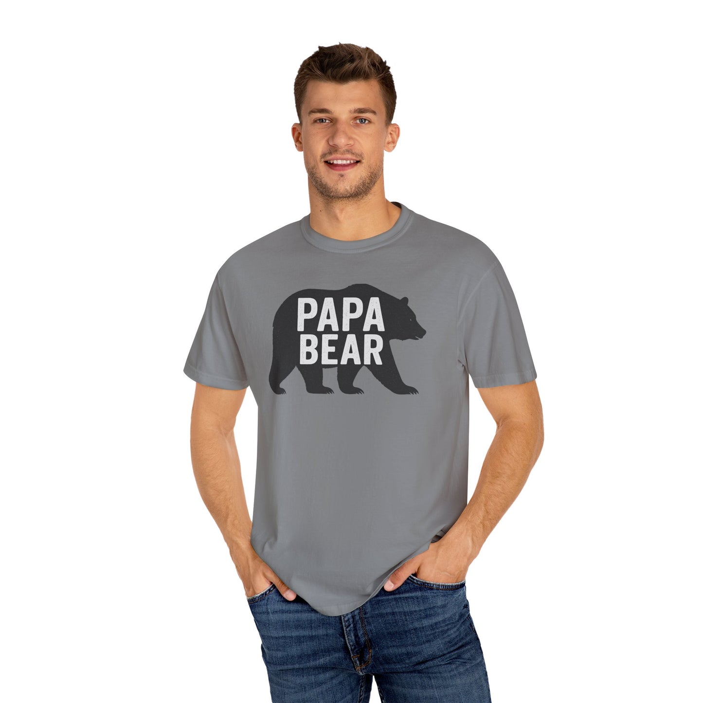 Papa Bear Unisex Garment-Dyed T-Shirt, Gift for Dad, Father's Day, Family Reunion, Outdoorsy Apparel, Cute Bear Tee