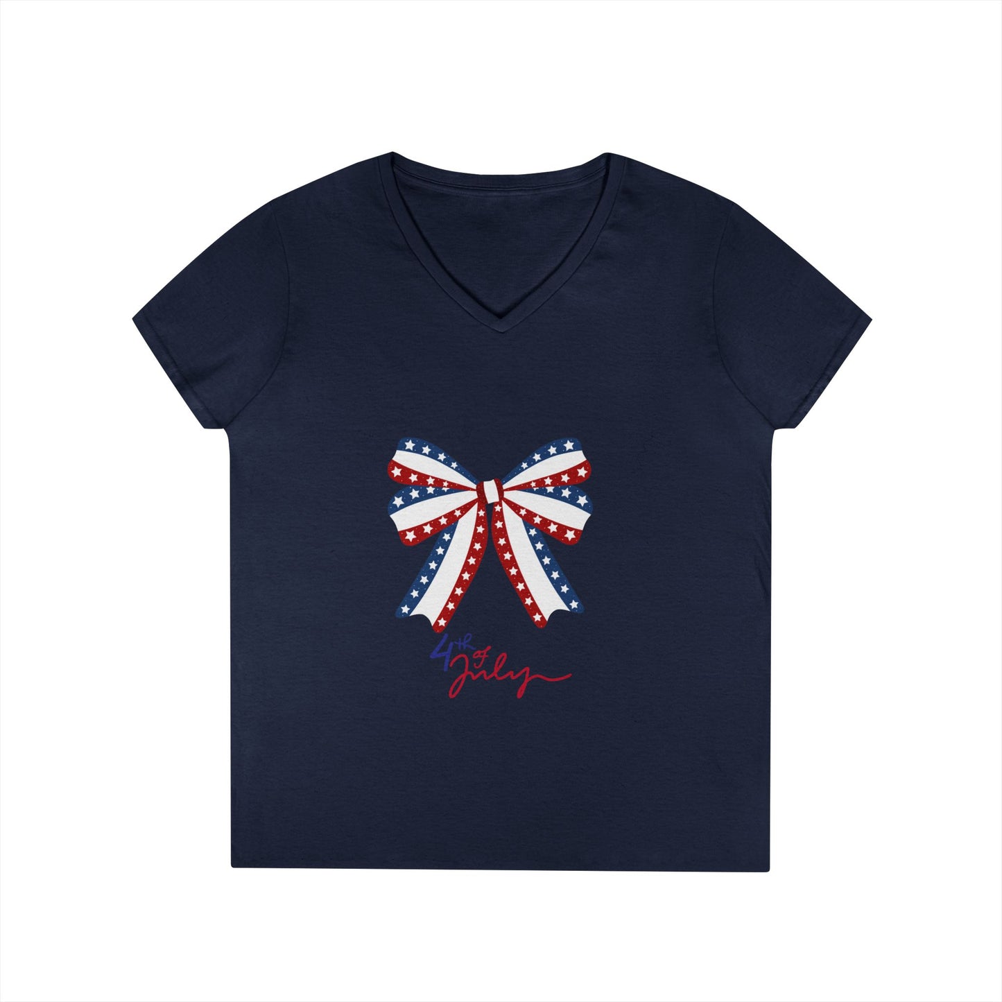 Fourth of July Bow T-Shirt, Patriotic Tee, Women's Holiday Top, Fun Summer Shirt, Independence Day Fashion