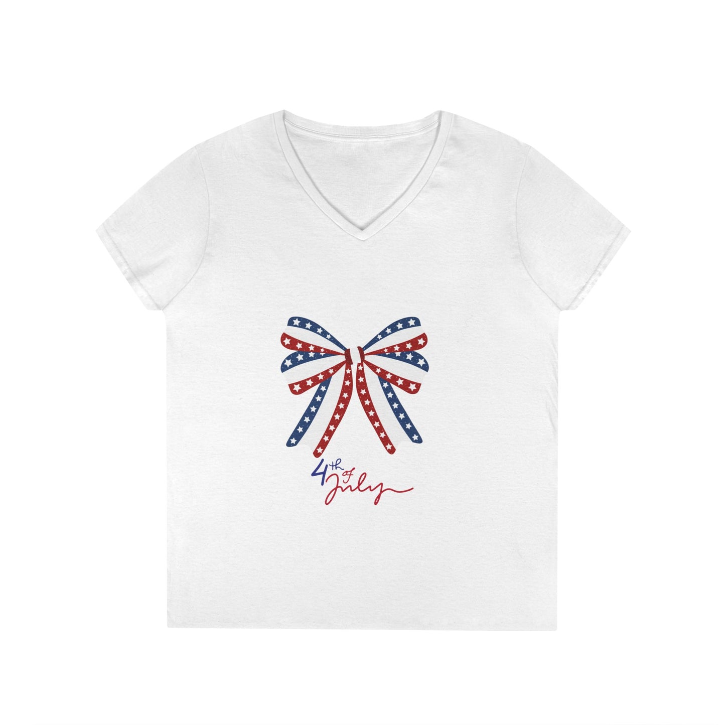 Fourth of July Bow T-Shirt, Patriotic Tee, Women's Holiday Top, Fun Summer Shirt, Independence Day Fashion