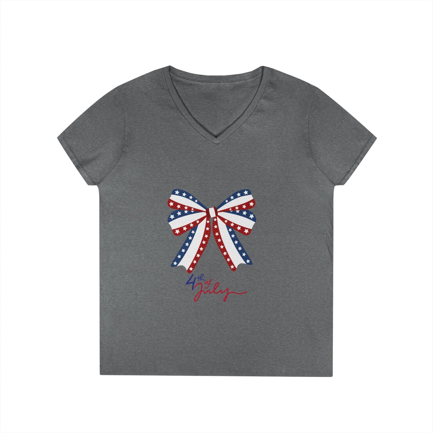 Fourth of July Bow T-Shirt, Patriotic Tee, Women's Holiday Top, Fun Summer Shirt, Independence Day Fashion
