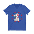 Patriotic Cat V-Neck Tee - Summer BBQ Shirt, Fourth of July Top, Cute Cat T-Shirt, Gift for Cat Lovers, Casual Summer Style