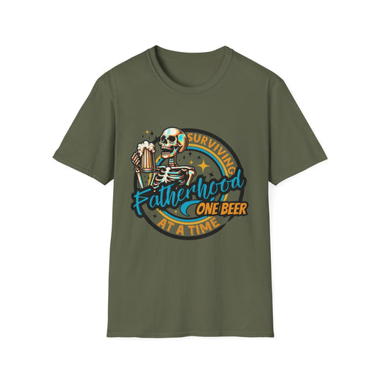 Fatherhood One Beer at a Time Unisex T-Shirt, Funny Dad Shirt, Gift for New Dads, Parenting Humor Tee, Dad Life Apparel