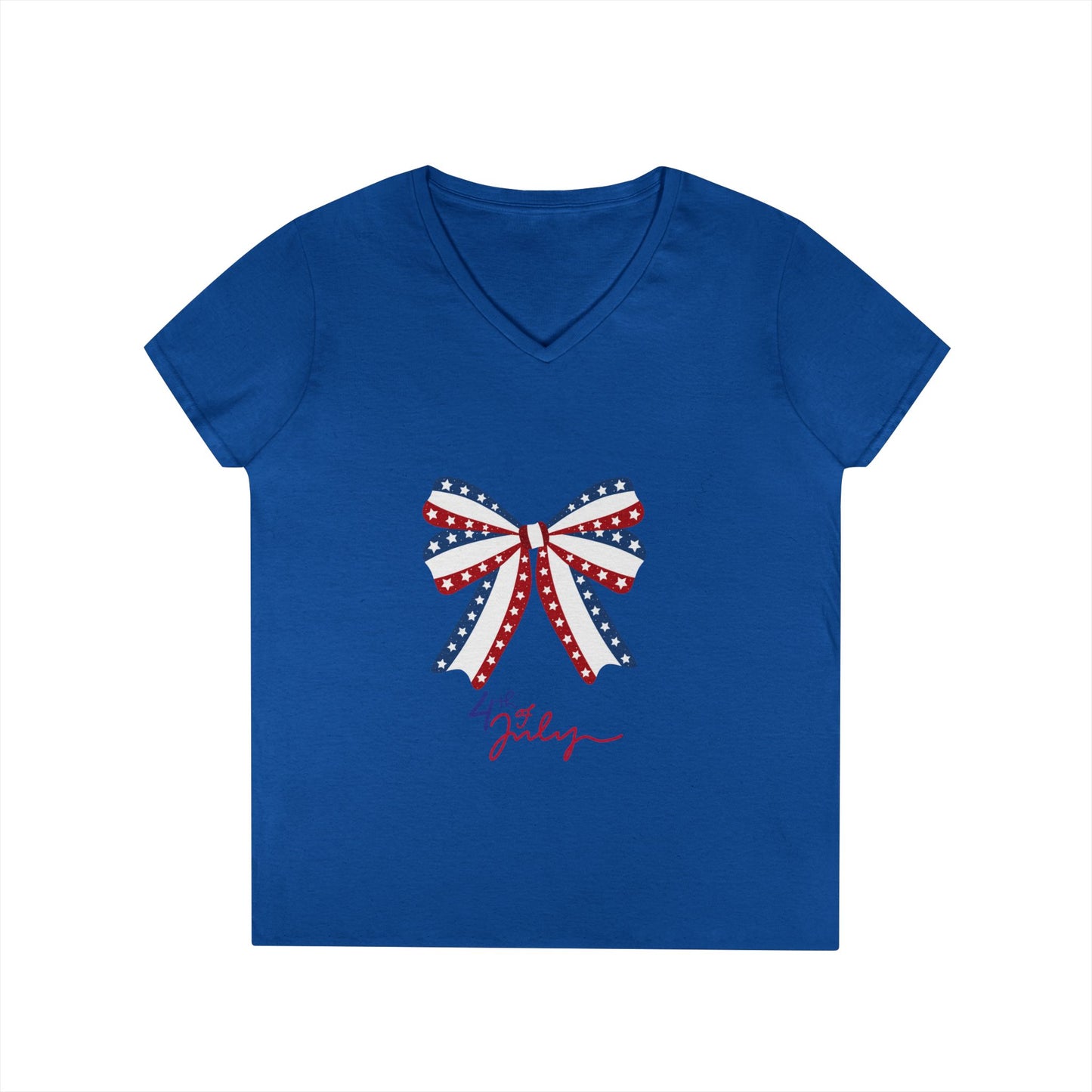 Fourth of July Bow T-Shirt, Patriotic Tee, Women's Holiday Top, Fun Summer Shirt, Independence Day Fashion